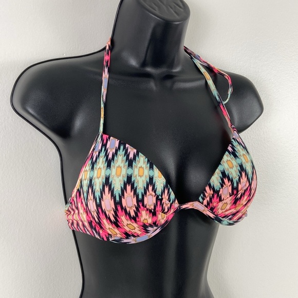 ✨3/$25✨ Victoria’s Secret The Fabulous Metallic Aztec Swim Top - 32B - Picture 2 of 7